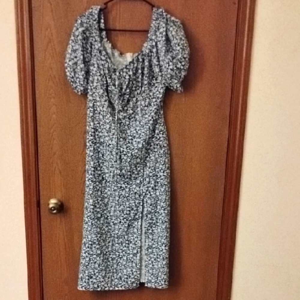Blue and White Floral Dress